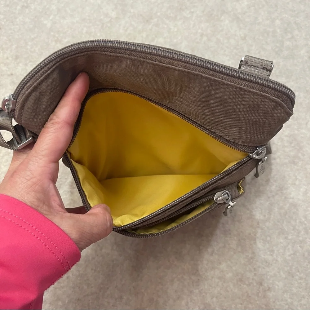 Baggallini Brown Portobello Zip Pocket Nylon Crossbody Bag